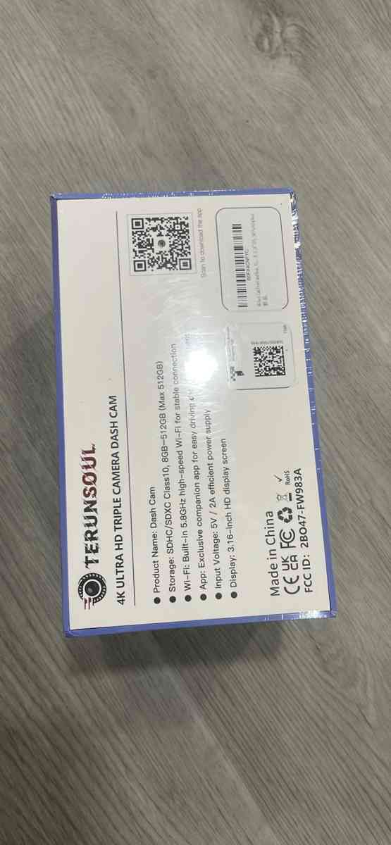 4K Dash Cam Front and Rear