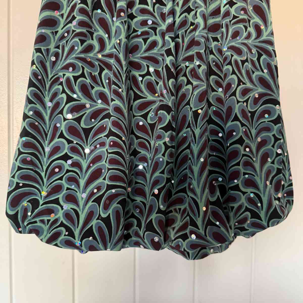 Strapless Teal  Black Sparkle Cocktail Dress with Satin Wais