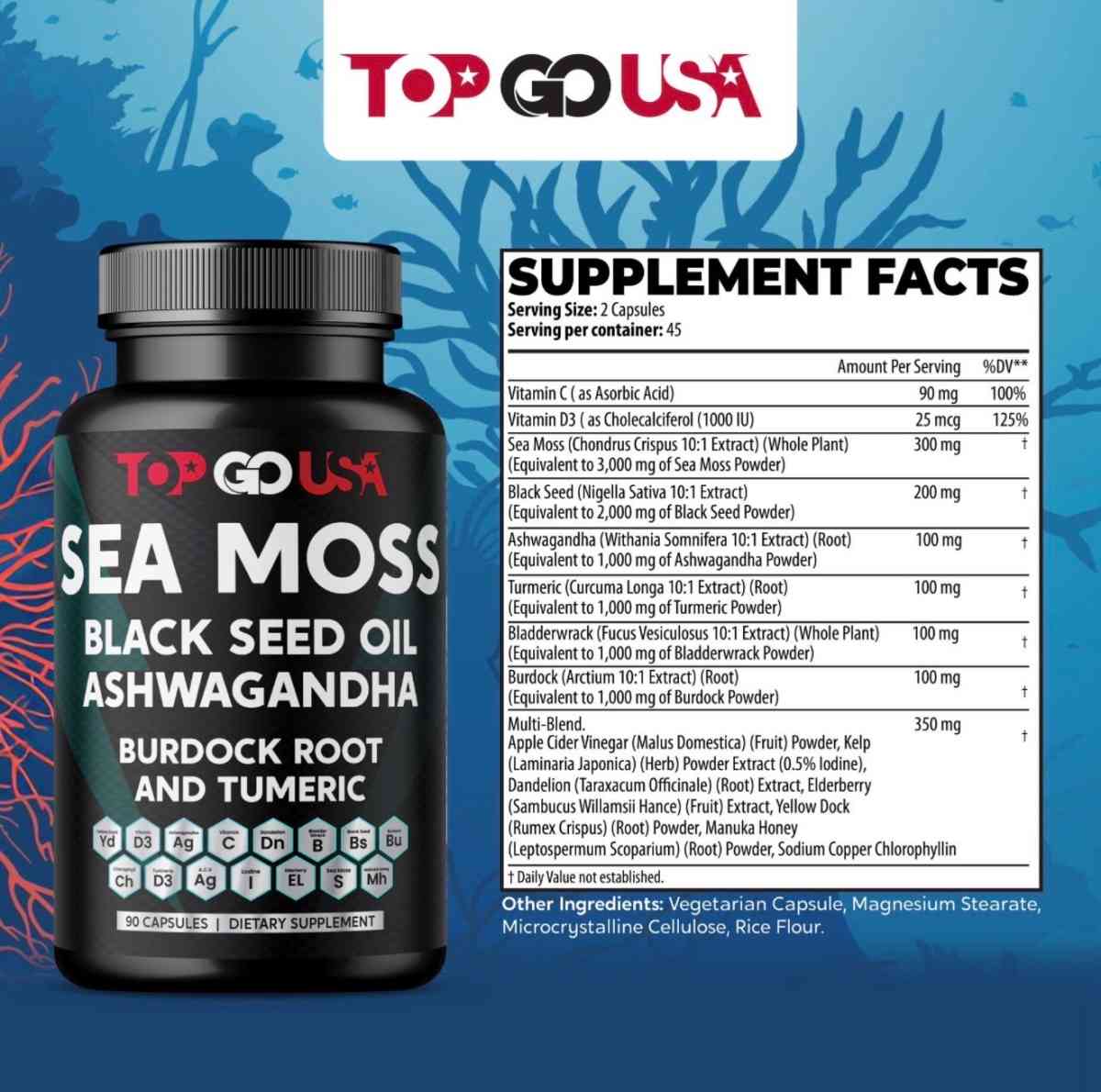 Sealed Sea Moss Complex Capsules with Black Seed Oil Ashwaga