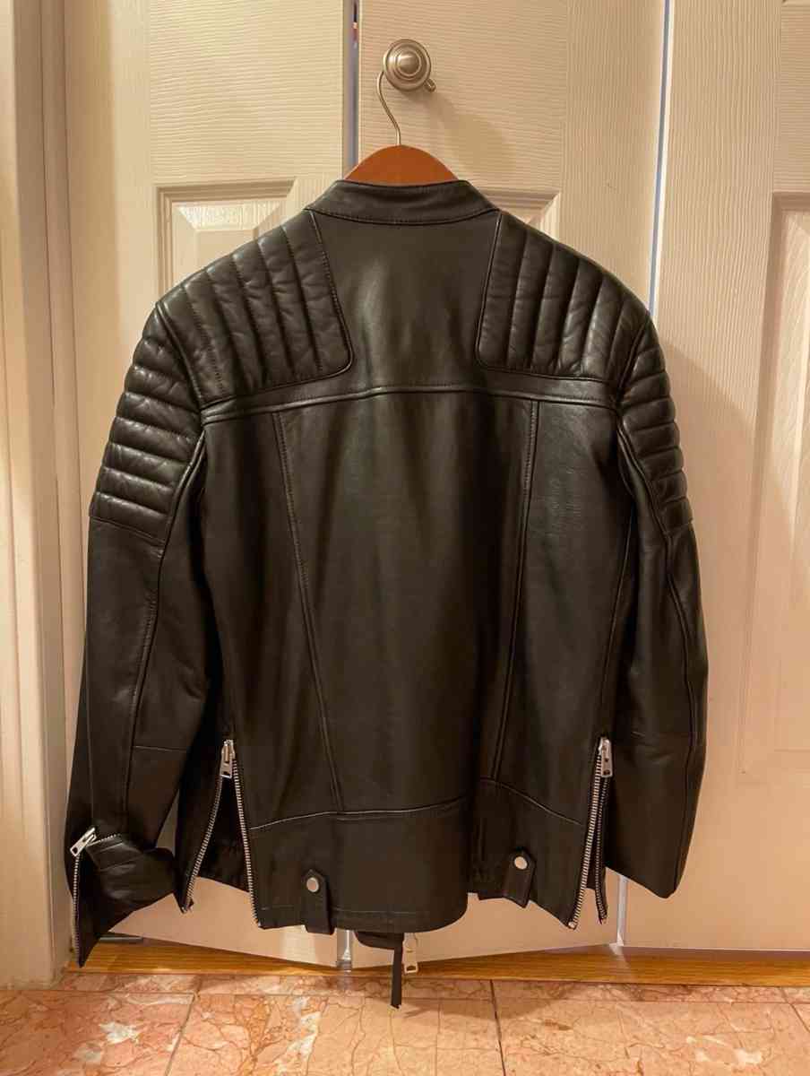 Brand New For Men AllSaints Black Leather Biker Jacket  Quil