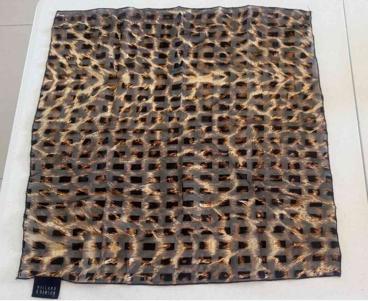 Brand New Vintage Hillard  Hanson Sheer Silk Scarf  Metallic
