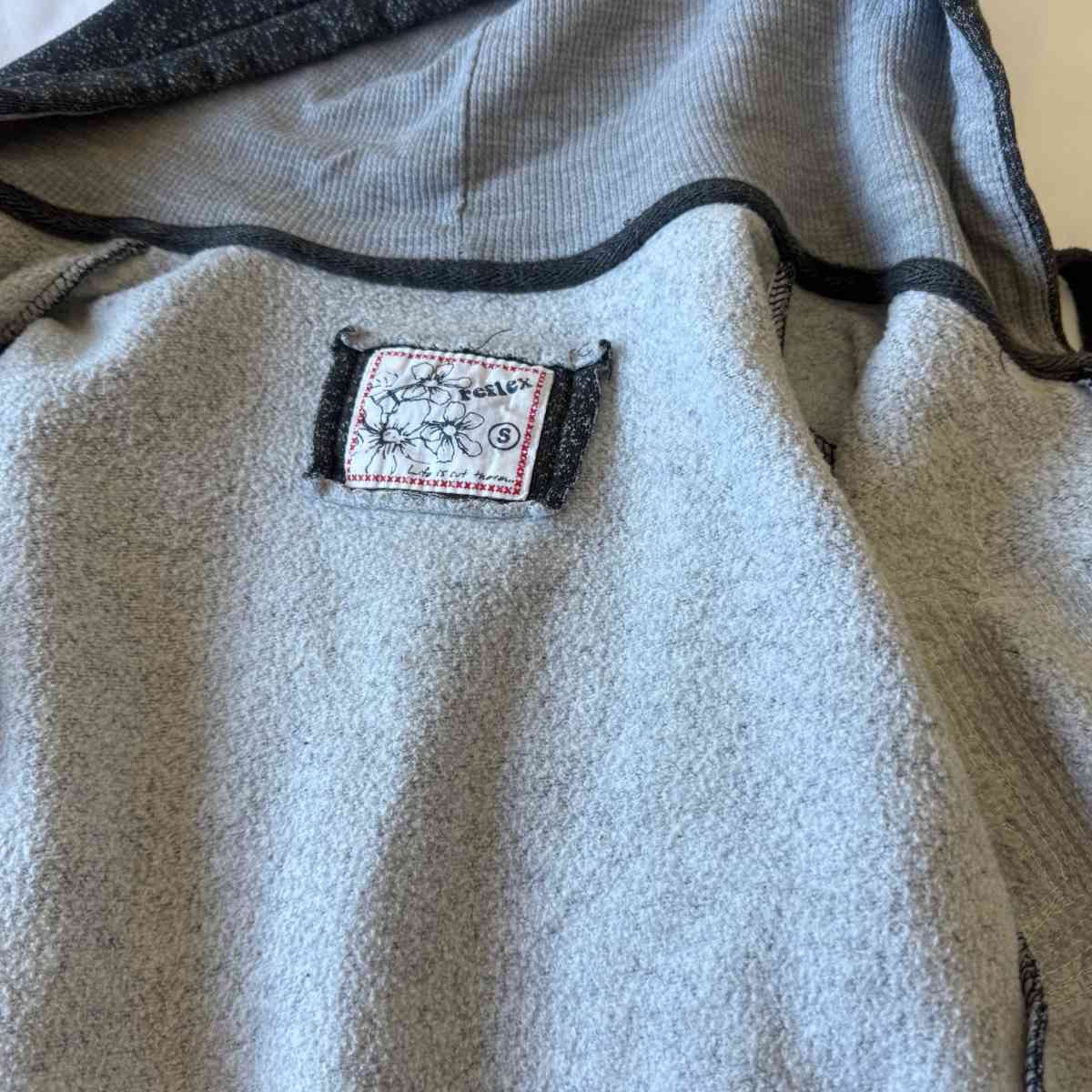 Womens Charcoal ZipUp Hoodie with Gold Sequin LOVE Graphic