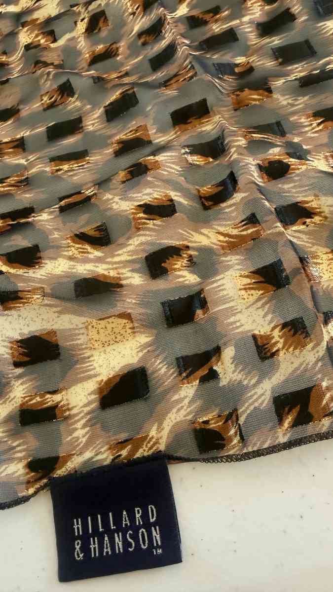 Brand New Vintage Hillard  Hanson Sheer Silk Scarf  Metallic