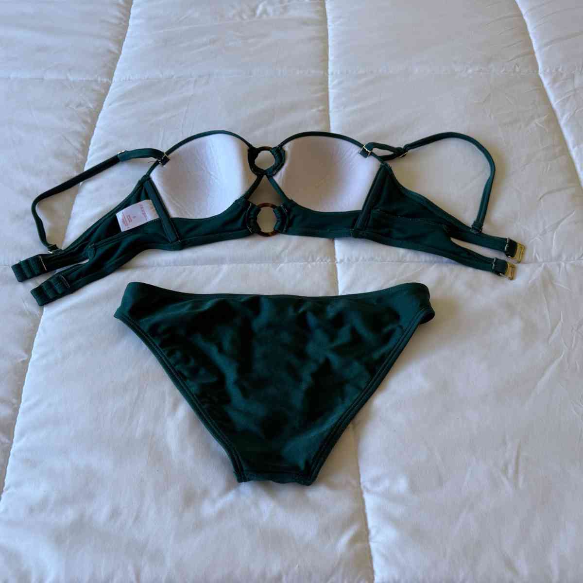 Brand New Forest Green Padded Bikini Set with Ring Details