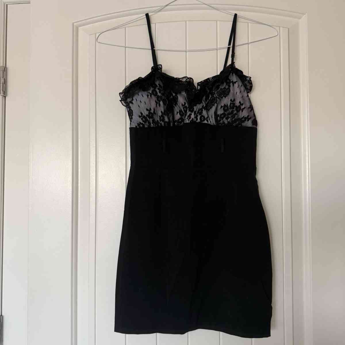 Black Lace Slip Dress with BuiltIn Bra  LingerieInspired Fit