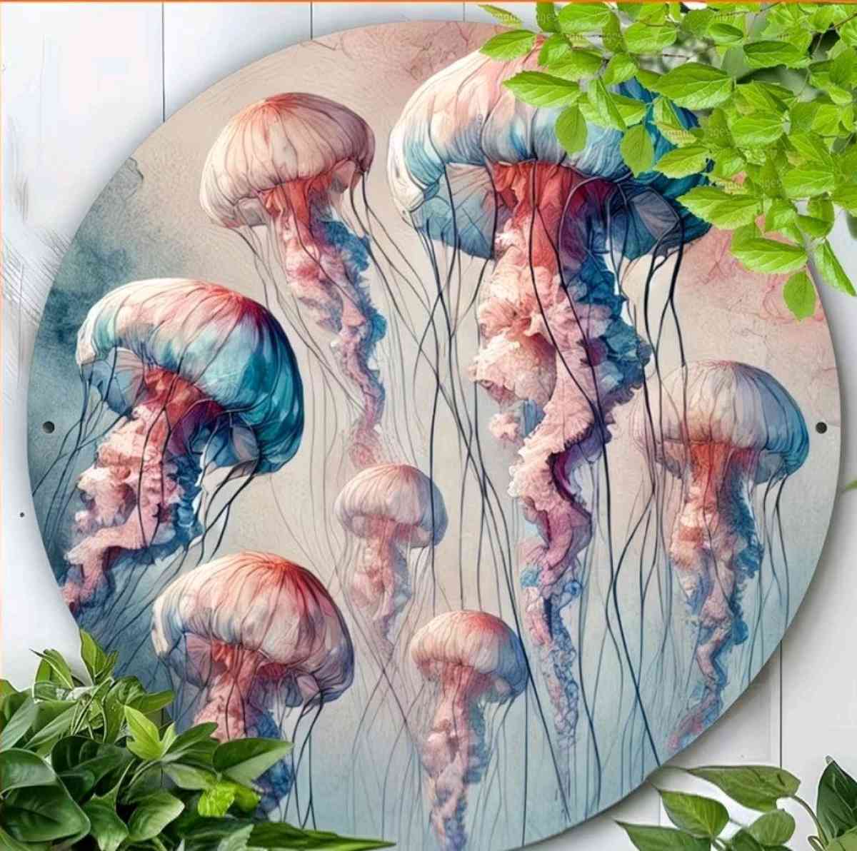 Round Metal Wall Decor Jellyfish